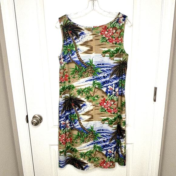 Talbots Wms 6 Sleeveless Hawaiian Tropical Print Shift Dress Resortwear Vacation - Picture 2 of 11